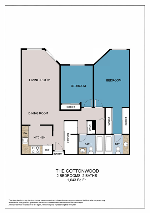 The Cottonwood Floor Plan at ELEVATE Apartment Homes, Minneapolis,